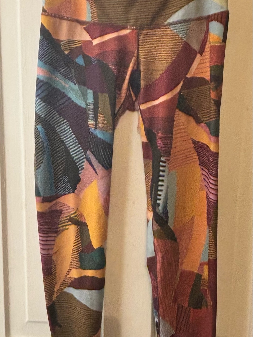 Prana Multicolor Abstract Print Leggings in Mustard, Teal & Maroon